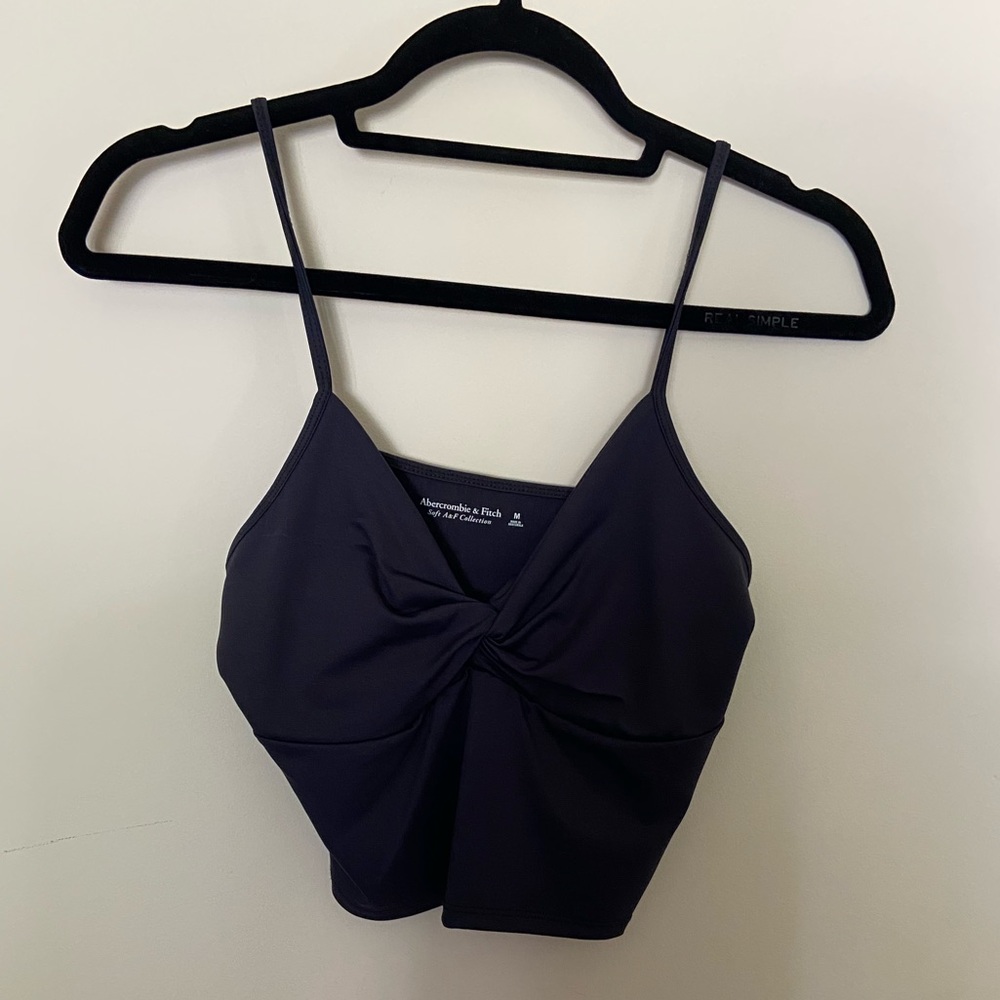 NWT - Abercrombie & Fitch - Twist-Front Cropped Seamless Tank - Black